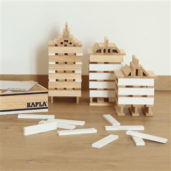 Kapla jeu de planches en bois 100 pièces noir et blanc kapl172127