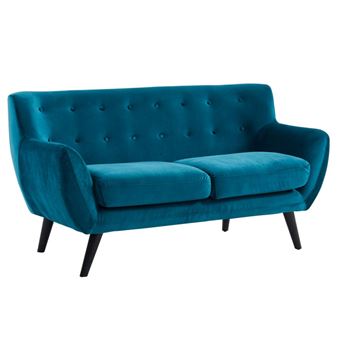 Canape 2 Places En Velours Serti Bleu Canard Achat Prix Fnac