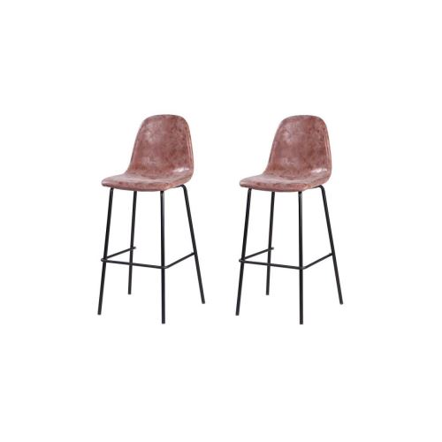 Vinti Lot De 2 Tabourets De Bar - Simili Marron - Industriel - L 39,5 X P 47,5 Cm