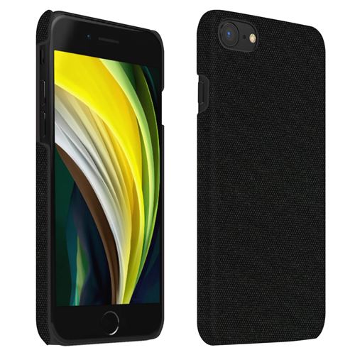 Avizar Coque pour iPhone SE 2020 / 8 / 7 Rigide Finition Tissu Ultra-fine Lavable à l'eau Noir