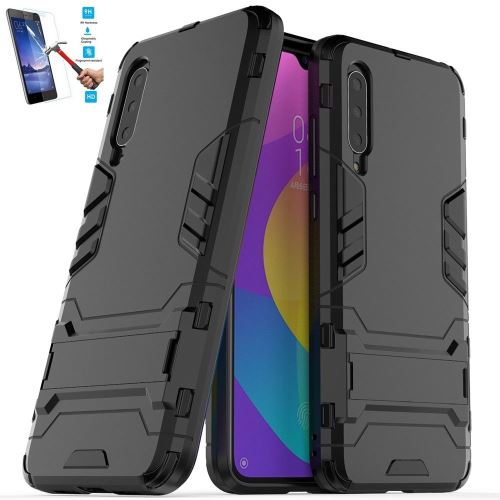 Coque Xiaomi Mi 9 Lite Anti Choc Noir Avec Film Verre Trempé Housse Etui Antichoc hfs-house®