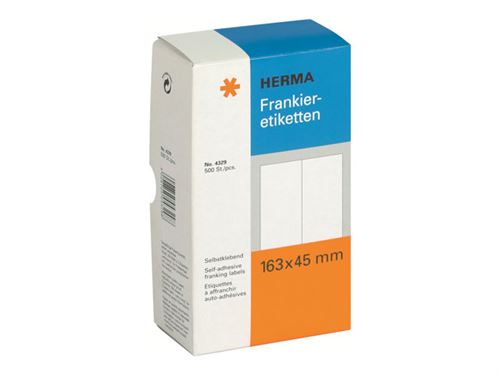 HERMA Franking labels - Auto-adhésif - blanc - 163 x 45 mm 500 étiquette(s) (250 feuille(s) x 2 étiquettes d'affranchissement