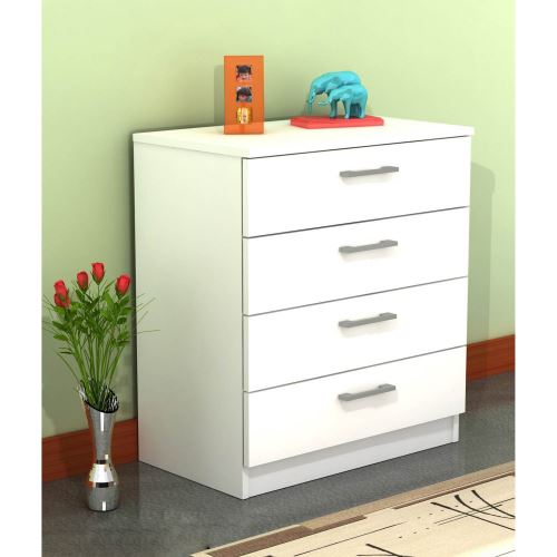 HOMEMANIA Commode Kale Table de Chevet - avec Tiroirs - pour Salon, Chambre - Blanc en Bois, 70 x 42 x 79 cm