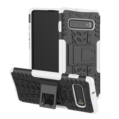 Coque en TPU pneu 2 en 1 hybride avec béquille blanc pour votre Samsung Galaxy S10