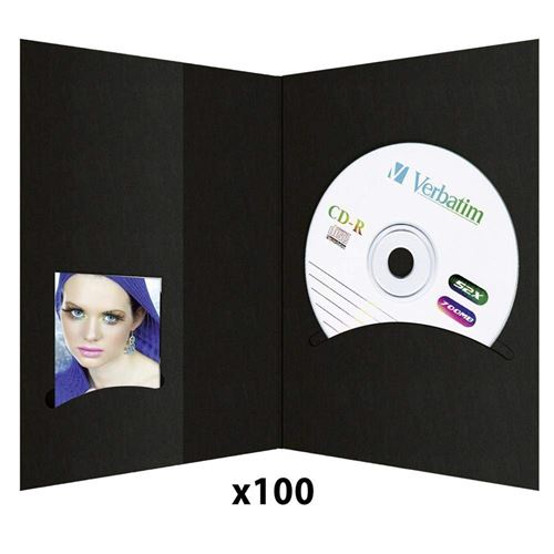 1x100 Daiber portefeuille de photo de passeport m. CD-Rom-Fach jusque 10x15 noir