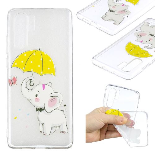 Coque en TPU impression de motifs éléphant tenant un parapluie pour votre Huawei P30 Pro
