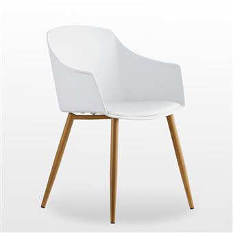 EDEN Chaise Design Scandinave Blanche - Accoudoirs - Salle ...
