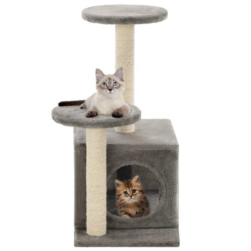 Meilleurs prix pour Arbre à chat griffoir grattoir niche jouet animaux peluché en sisal 60 cm gris