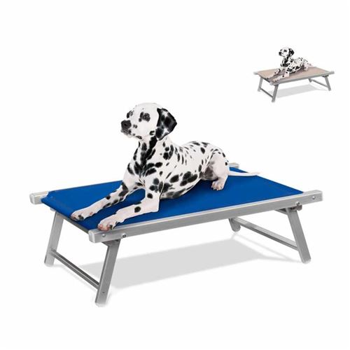 Beach and Garden Design - Lit pour chien aluminium niche animaux transat Doggy, Couleur: Bleu