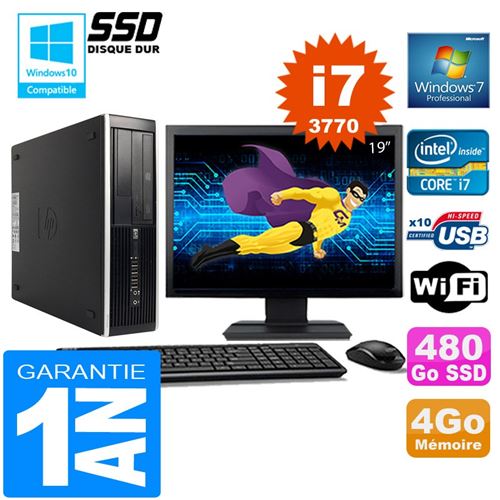 Pc hp compaq 8300 sff core i7-3770 ram 4go disque 480 go ssd wifi w7 ecran 19' État correct - Hewlett-Packard reconditionné disponible sur Fnac