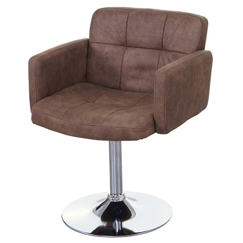 Chaise de salle à manger Orlando, pivotante, imitation daim, chrome brun vintage