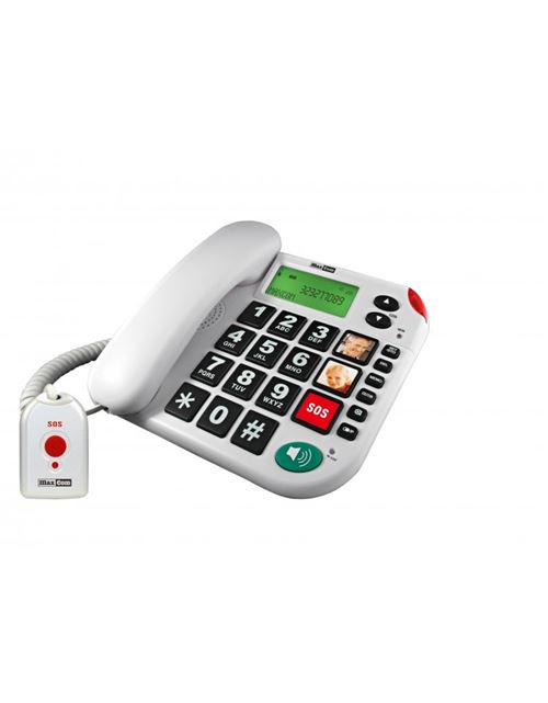 MaxCom KXT481 SOS - Téléphone filaire avec ID d appelant - blanc