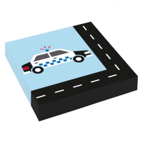 Amscan serviettes de table On the Road 33 x 33 cm noir/bleu 20 pièces