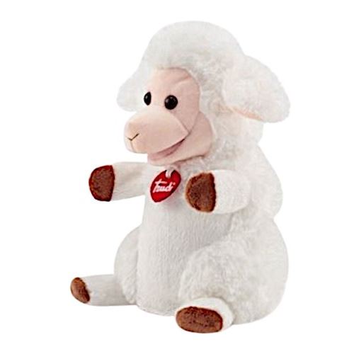 Trudi marionnette à main Mouton 24 cm en peluche blanche