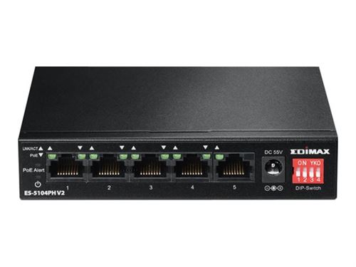 Edimax ES-5104PH V2 - Commutateur - 4 x 10/100 (PoE+) + 1 x 10/100 - de bureau - PoE+ (60 W)