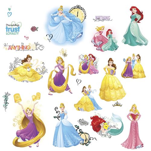 ROOMMATES  stickers muraux Disney Princesses vinyle 25 pi&egrave;ces 