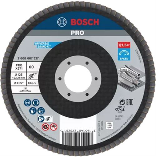 Bosch 2608607327 X571 Flap Disc 125mm Durable Metal Grinding Tool