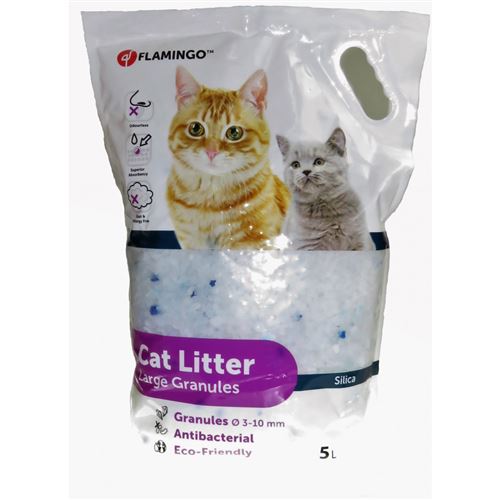 Litière silica . granules large. 5 litres. litière pour chat. - Flamingo Pet Products - FL-46882