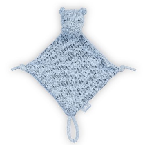 Doudou pour bébé avec attache sucette Soft Knit Hippo - Bleu