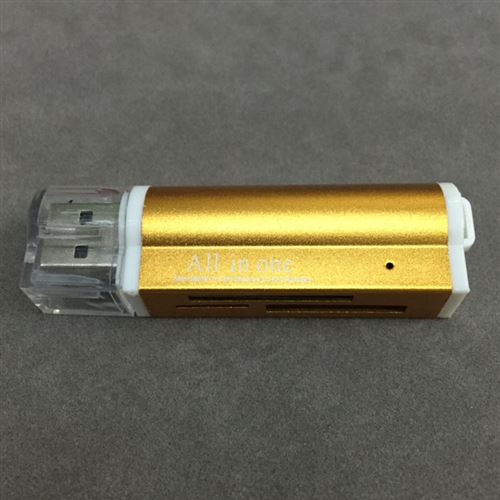 Lecteur de cartes mémoire multiples OHP pour Micro SD SDHC MS SD MMC M2 TF T-Flash - d'or