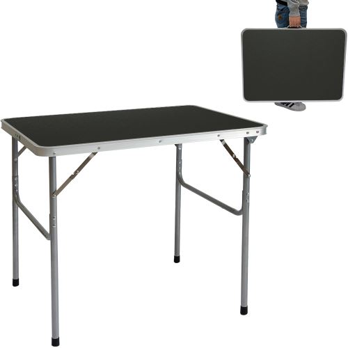 AMANKA Table de camping pique-nique foire aux puces 80x60x70cm en acier 3Kg pliant format mallette G