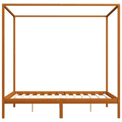 vidaXL Cadre de lit à baldaquin Marron miel Pin massif 160x200 cm