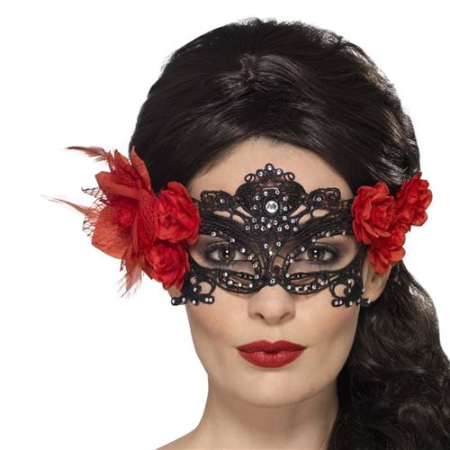 GENERIQUE Masque dentelle noire Dia de los Muertos adulte