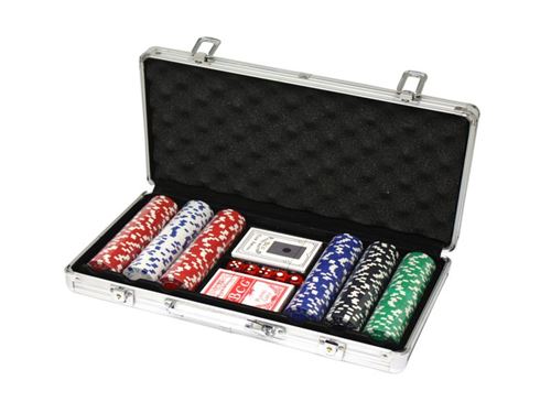 Malette de poker en alu + 300 jetons (jetons marqués de 11,5g DELUXE)