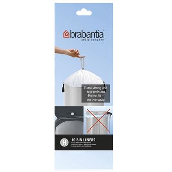 Rouleau 10 sacs poubelles 50 l blanc Code H - Brabantia - Blanc - Plastique