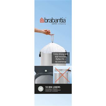 Rouleau 10 sacs poubelles 50 l blanc Code H - Brabantia - Blanc - Plastique