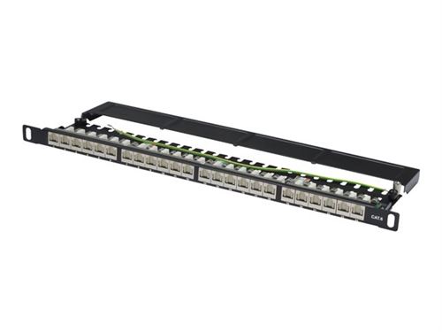 Digitus Noir, Ral 9005 Dn-91624S-Sl-Sh - Tableau De Connexions - Cat 6 - Stp - Rj-45 X 24 - 0.5U - 19"