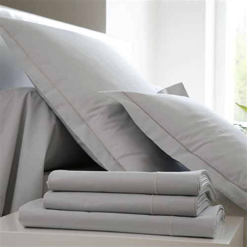 Drap housse Coton BLANC DES VOSGES - Perle - 80 x 200 cm