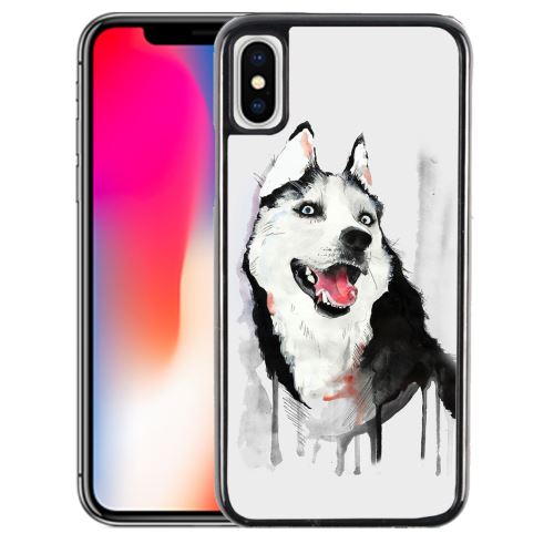 Coque pour iPhone XS chien husky splash