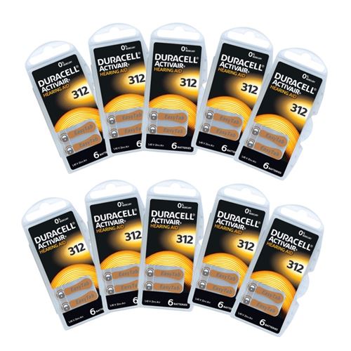 Piles Auditives Duracell Activair 312, 10 Plaquettes