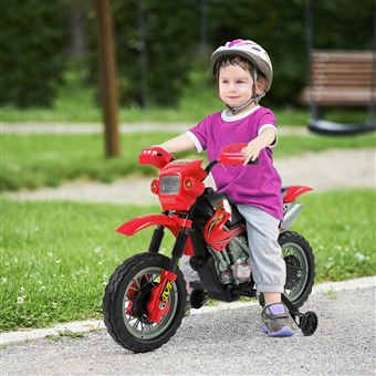 34€ sur Moto cross électrique enfant 3 à 6 ans 6 V phares klaxon musiques  102 x 53 x 66 cm rouge et noir - Véhicule électrique pour enfant - Achat &  prix