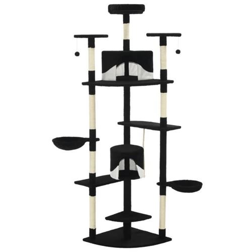 vidaXL Arbre à chat avec griffoirs en sisal 203 cm Noir et Blanc