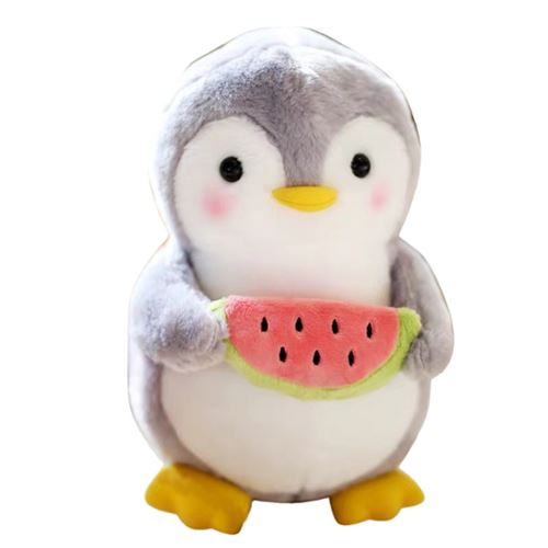 Peluche manchot Tenant la pastèque 25cm -Multicolore