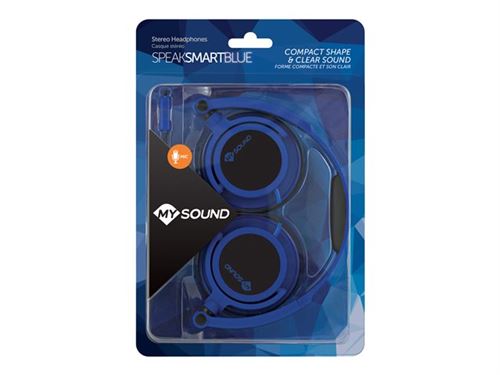 Meliconi MySound Speak SMART FLUO - Koptelefoon met micro - over oor - met bekabeling - 3,5 mm-stekker - blauw