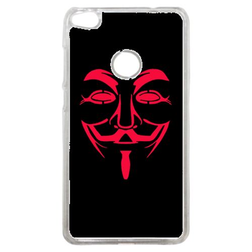 Coque Anonymous Noir Et Rouge Compatible P8 2017 Transparent