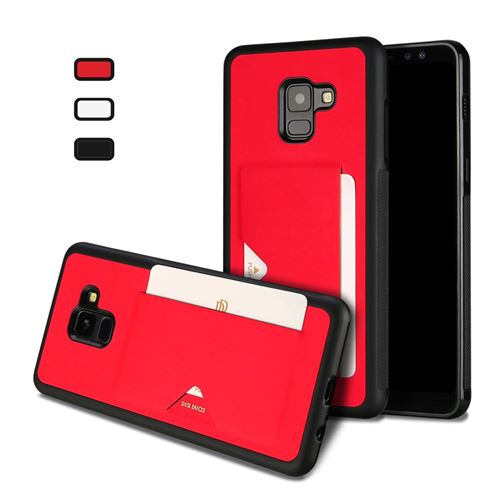 Etui en PU poche carte rouge enduit pour Samsung Galaxy A8 Plus (2018)