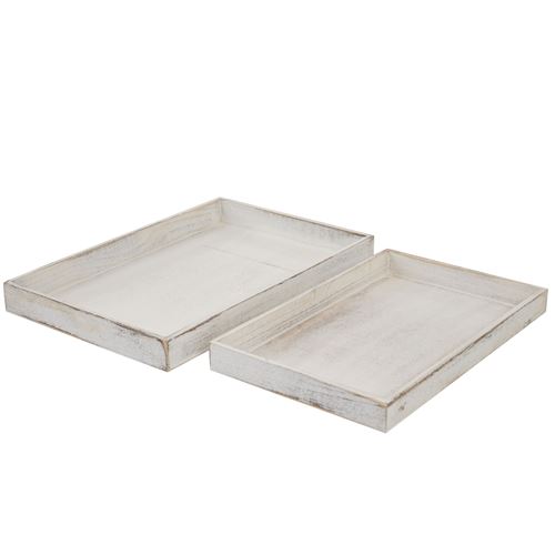 2x bassin T285 tableau à servir style shabby blanc