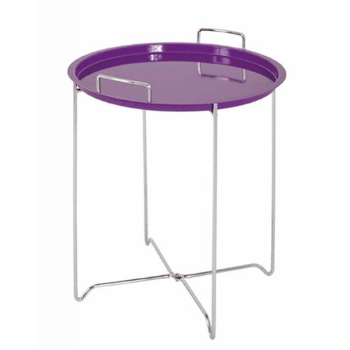 Haku Möbel 33080 Table Basse d'Appoint Tube d'Acier Chromé/Violet