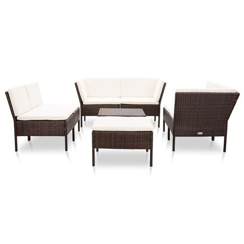 Vidaxl salon de jardin 8 pcs avec coussins r&eacute;sine tress&eacute;e marron 48951