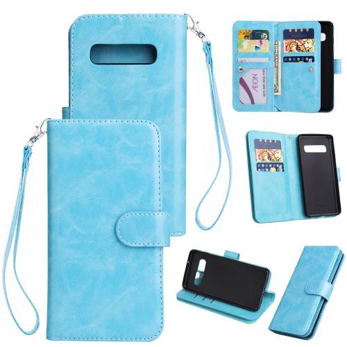 Etui en PU Support à 9 fentes bleu pour votre Samsung Galaxy S10