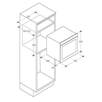 Rosières Sublime RFSHT59 - Four - intégrable - niche - largeur : 56 cm - profondeur : 56 cm - hauteur : 59 cm - avec système auto-nettoyant - classe A - inox