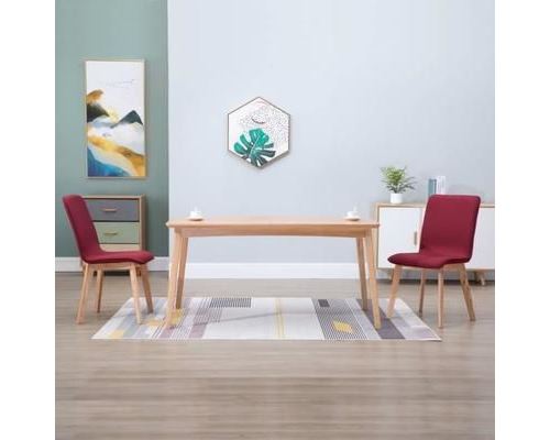vidaXL Eetkamerstoelen 2 st stof en massief eikenhout rood