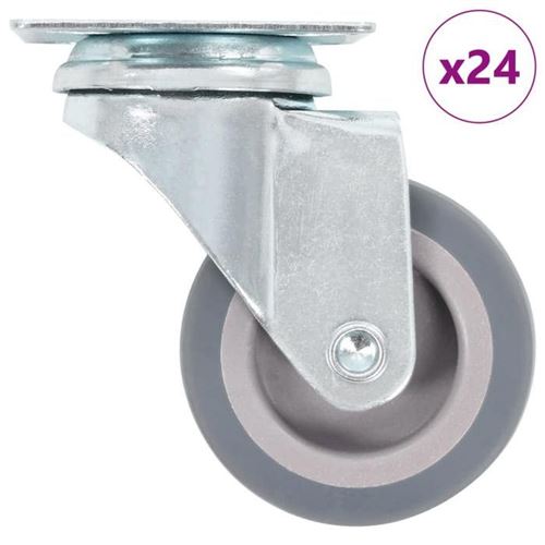 Vidaxl Gris 24 Pcs Roulettes Pivotantes 50 Mm - Image 2