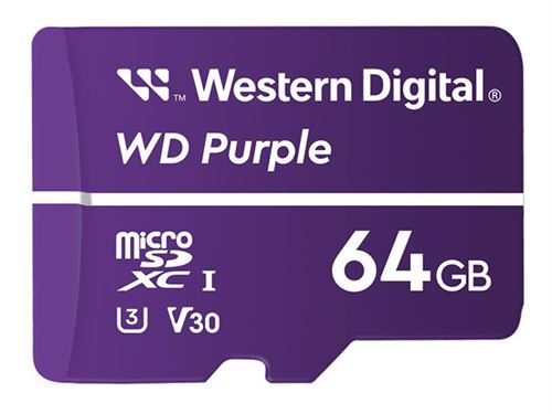 Western digital purple 64go microsdxc classe 10 mémoire flash (wdd064g1p0a) wdc