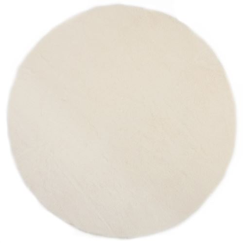 Pilepoil Tapis enfant Rond blanc D 140 cm fausse fourrure Fabrication Française