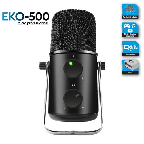 Spirit of Gamer EKO500 - Microphone cardioïde USB en métal avec pieds réglables pour gaming et streaming (PC/MAC) ( Catégorie :